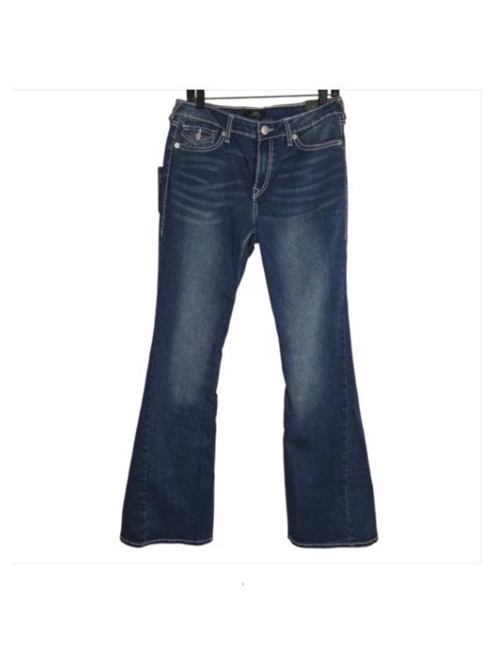 NWT True Religion Joey Big T Flap Pocket Flare Jeans Medium Blue Womens Size 30 - Picture 3 of 6